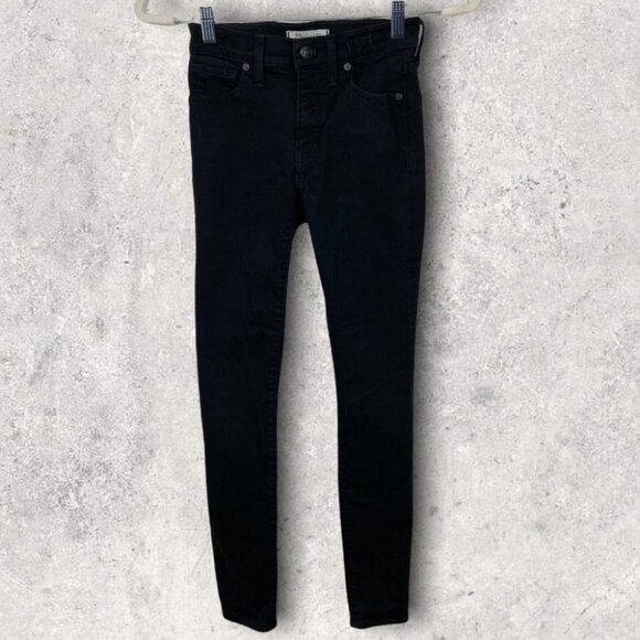 Madewell Black 9" Mid-Rise Skinny Jeans ISKO Black Size 24 Premium Denim G1202 - Picture 3 of 14